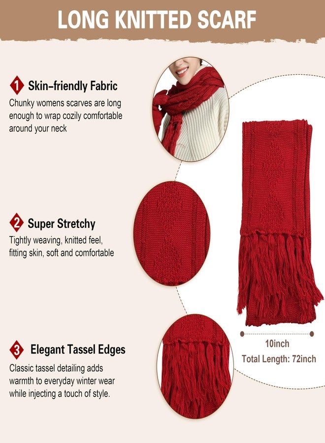 OROOTL Winter Scarf Gloves and Hat Set for Women, Beanie Hat Long Scarf Touchscreen Gloves, Warm 3 in 1 Set for Womens Girls Red - Image 4